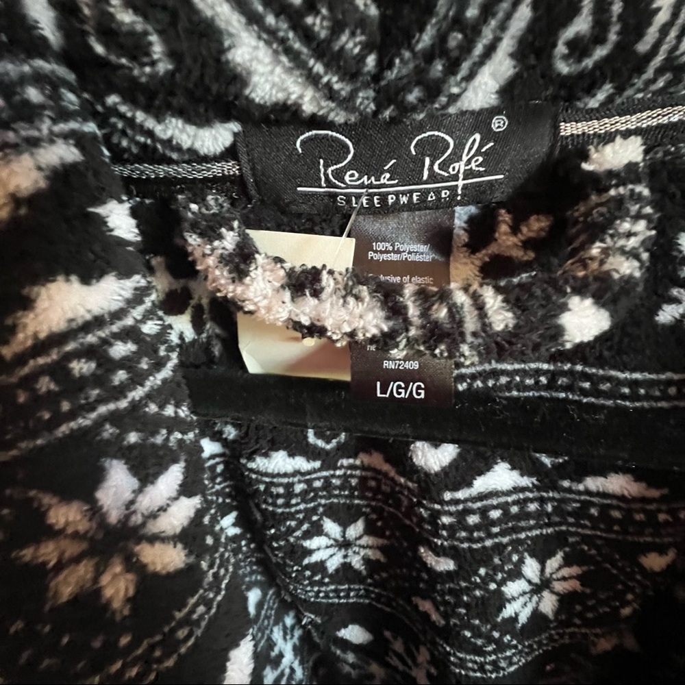 Rene Rofe Plush Patterned Fleece Robe women's size Large NWT - Picture 5 of 6